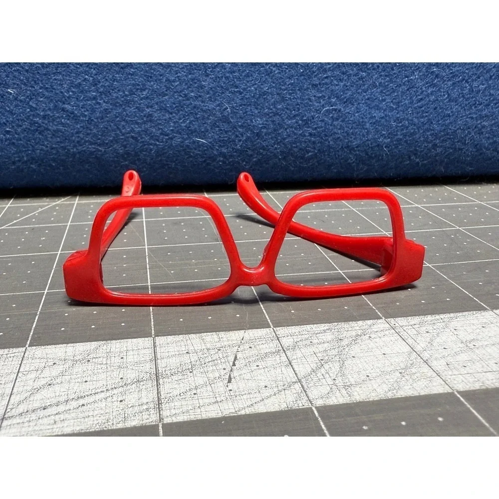 Doll Size Plastic Red Eyeglasses No‎ Lens